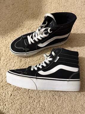 Vans Filmore Hi Platform Sneakers Black White Women's Size 8.0